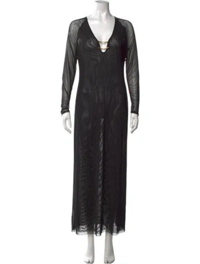 Pre-owned Caroline Constas V-neck Long Dress In Black