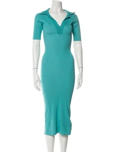 Pre-owned Caroline Constas V-neck Long Dress In Blue