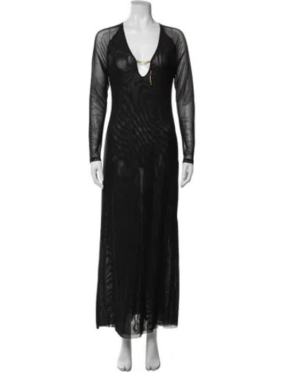 Pre-owned Caroline Constas V-neck Long Dress In Blue