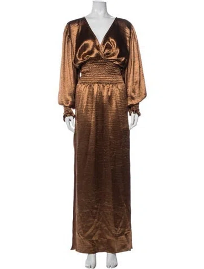 Pre-owned Caroline Constas V-neck Long Dress In Brown