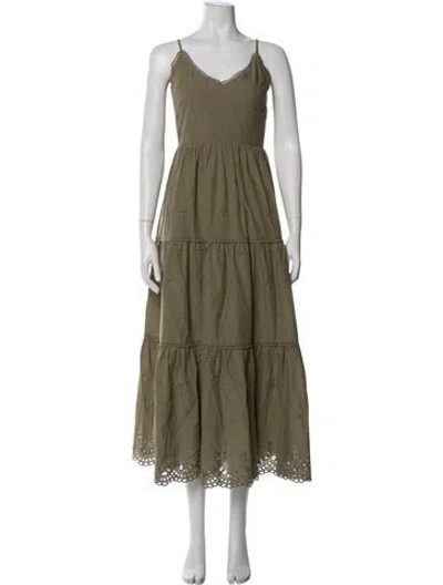 Pre-owned Caroline Constas V-neck Long Dress In Green