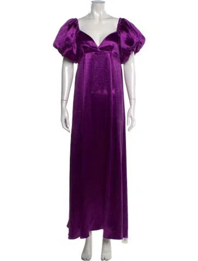 Pre-owned Caroline Constas V-neck Long Dress In Purple