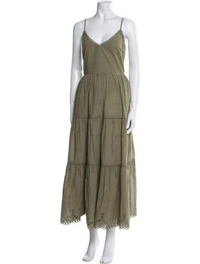 Pre-owned Caroline Constas V-neck Long Dress W/ Tags In Green