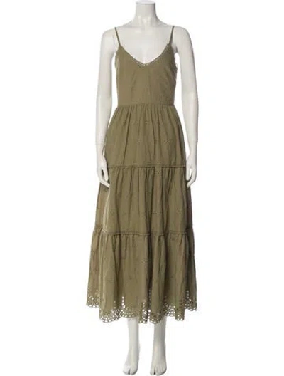 Pre-owned Caroline Constas V-neck Long Dress W/ Tags In Green