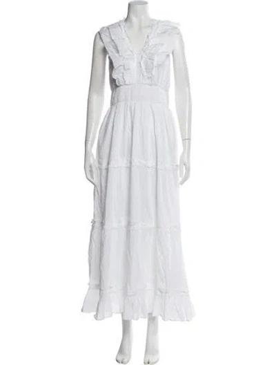 Pre-owned Caroline Constas V-neck Long Dress W/ Tags In White