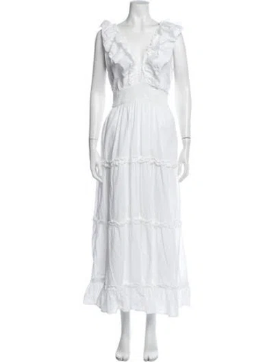 Pre-owned Caroline Constas V-neck Long Dress In White