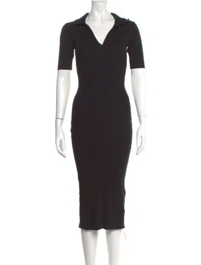 Pre-owned Caroline Constas V-neck Midi Length Dress In Black