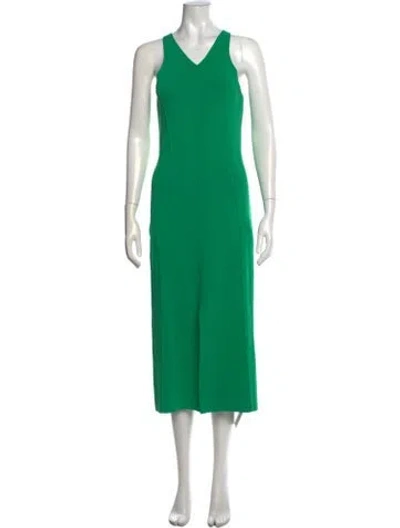 Pre-owned Caroline Constas V-neck Midi Length Dress In Green