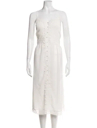 Pre-owned Caroline Constas V-neck Midi Length Dress In Neutral