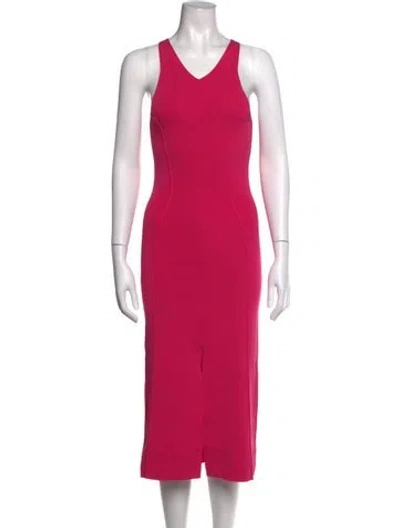 Pre-owned Caroline Constas V-neck Midi Length Dress In Pink