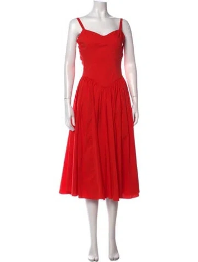 Pre-owned Caroline Constas V-neck Midi Length Dress In White