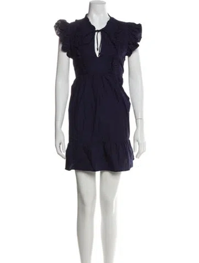 Pre-owned Caroline Constas V-neck Mini Dress In Blue