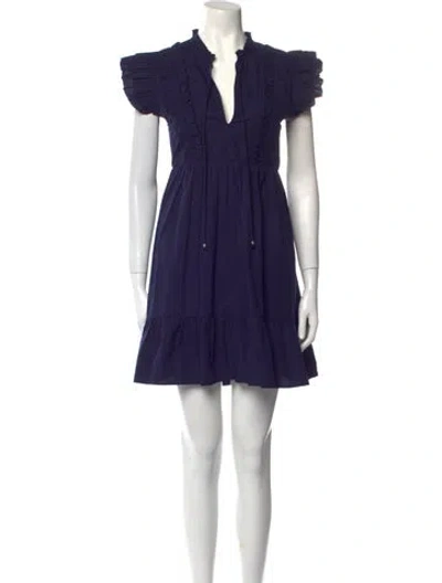 Pre-owned Caroline Constas V-neck Mini Dress W/ Tags In Blue