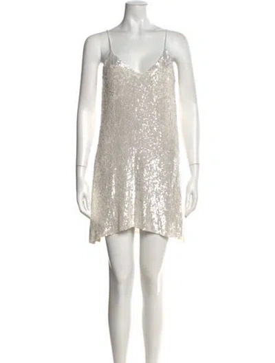 Pre-owned Caroline Constas V-neck Mini Dress In White