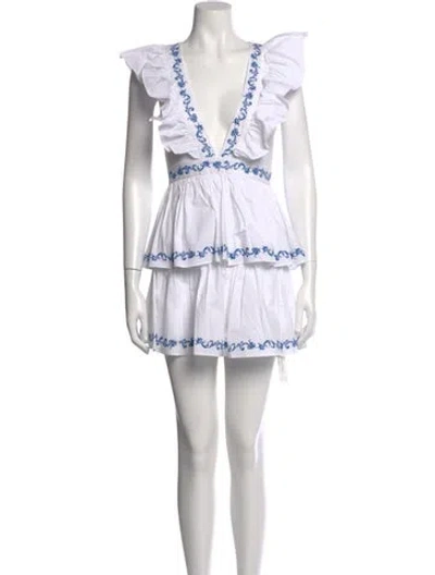Pre-owned Caroline Constas V-neck Mini Dress In White