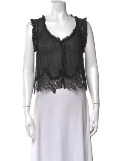 Pre-owned Caroline Constas V-neck Sleeveless Blouse W/ Tags In Black