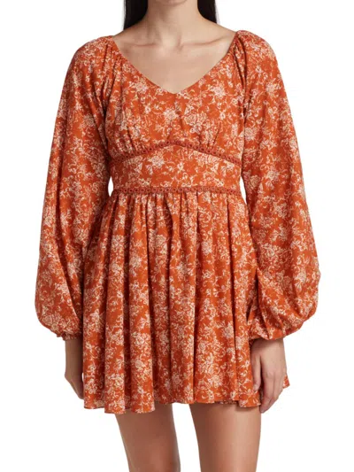 Caroline Constas Women's Blakely Floral Mini-dress In Orange