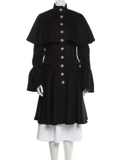 Pre-owned Caroline Constas Wool Faux Fur Coat In Black