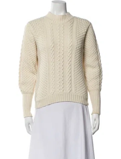 Pre-owned Caroline Constas Wool Mock Neck Sweater In Neutral
