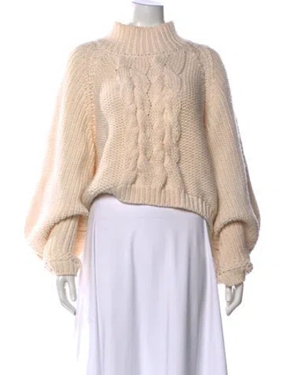Pre-owned Caroline Constas Wool Mock Neck Sweater In Neutral
