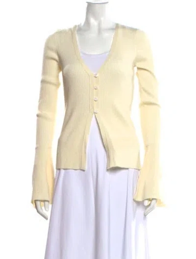 Pre-owned Caroline Constas Wool V-neck Sweater W/ Tags In Yellow