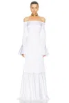 CAROLINE CONSTAS ZARINA OFF SHOULDER TRUMPET GOWN