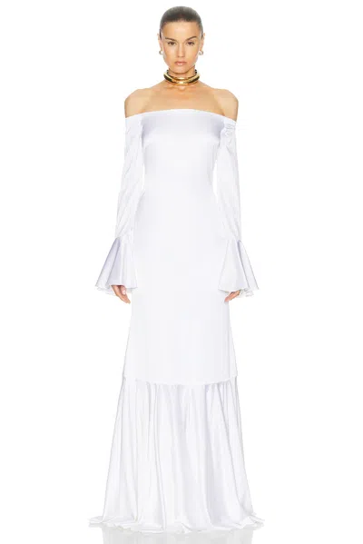 Caroline Constas Zarina Off Shoulder Trumpet Gown In Alabaster