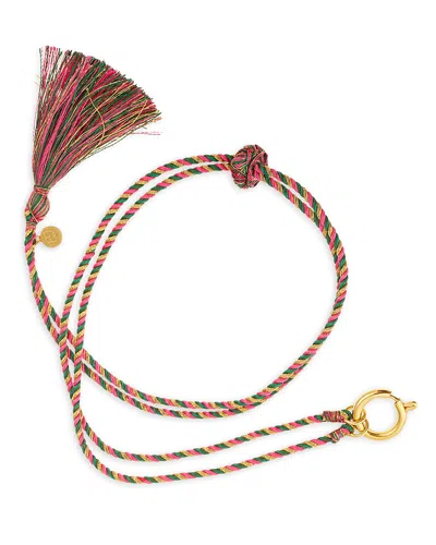 Caroline De Benoist Adjustable Silk Cord Tassel Pendant Necklace, 25.6