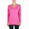 Caroline Grace Cotton Cashmere V Neck Tunic Sweater In Pink In Pink