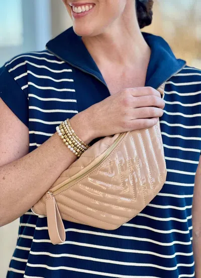 Caroline Hill Charlotte Quilted Sling Belt Bag Fanny Pack In Nude In Brown