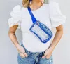 Caroline Hill Ferris Clear Belt Bag In Blue In Blue