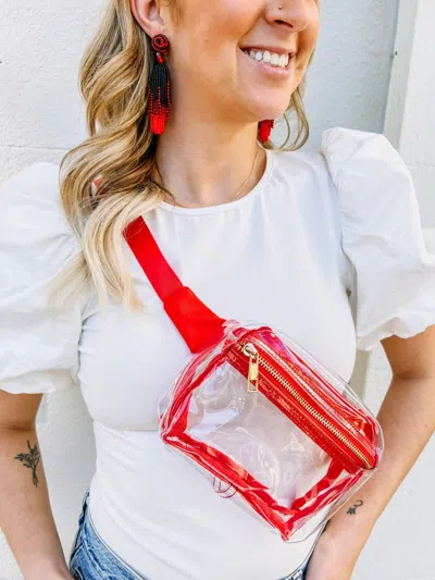 Caroline Hill Ferris Clear Belt Bag In Red
