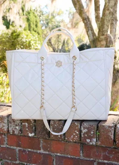 Caroline Hill Melissa Tote In Cream Quilted Ld