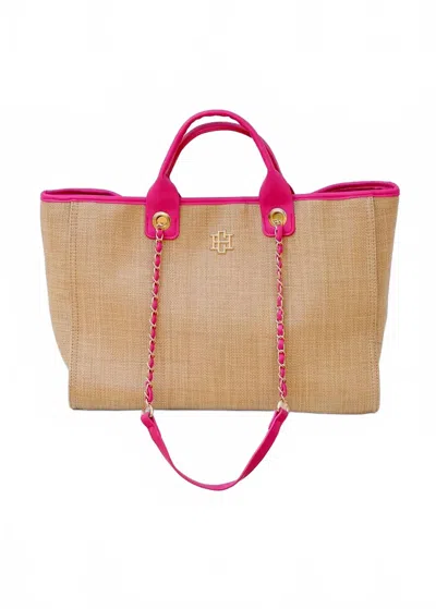 Caroline Hill Missy Natural Tote Bag In Hot Pink In Neutral