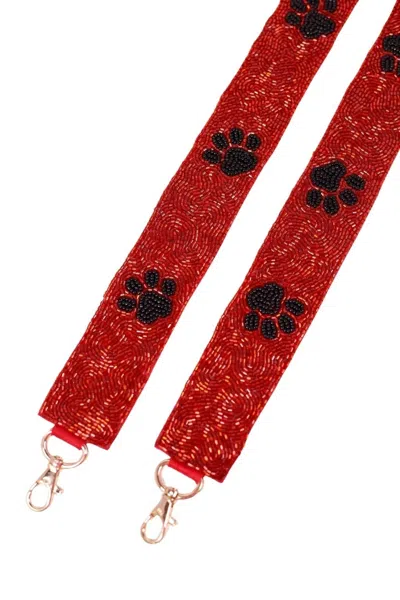 Caroline Hill Paw Print Crossbody Bag Strap In Red