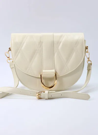 Caroline Hill Rosalie Saddle Adjustable Crossbody Bag Purse In Cream In White