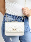 Caroline Hill Sally Quilted Chain Crossbody Bag Purse In Silver In Silver