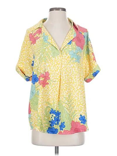 Pre-owned Caroline Hill Short Sleeve Blouse In Yellow