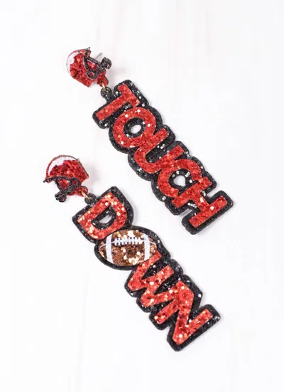 Caroline Hill Touchdown Glitter Earring In Red Black