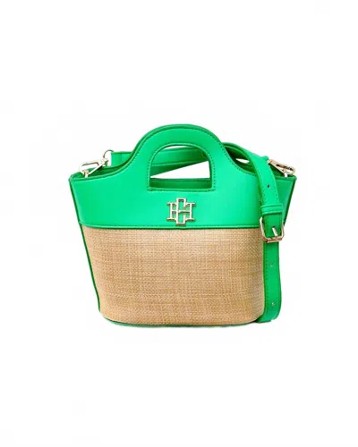 Caroline Hill Women's Emma Mini Tote Bag In Natural Kelly Green In Multi