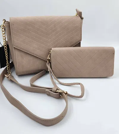 Caroline Hill Women's Hepburn Crossbody Bag With Wallet In Taupe In Grey