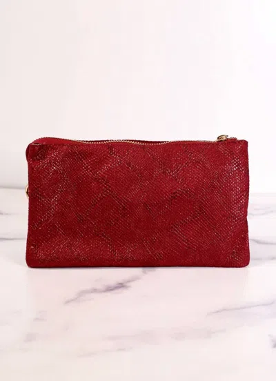 Caroline Hill Women's Liz 3 Compartment Crossbody Bag In Metallic Crimson In Red