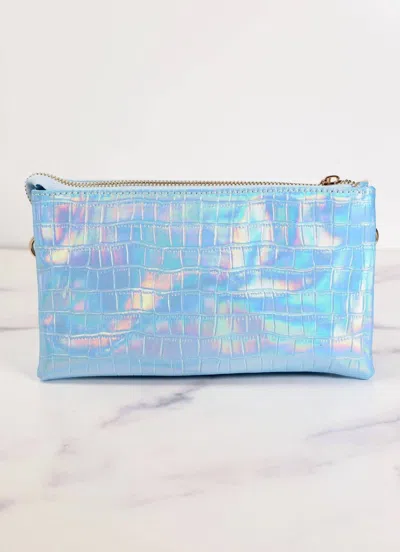Caroline Hill Women's Liz 3 Divider Embossed Crossbody Convertible Bag In Ocean Hologram In Blue