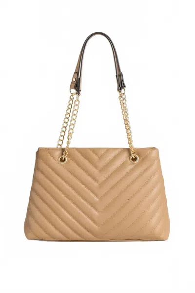 Caroline Hill Women's Quilted Tote Bag With Wallet In Tan In Nude