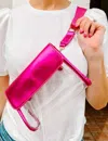 Caroline Hill Women's Tatum Convertible Clear Sling Belt Crossbody Bag In Metallic Fuchsia In Multi