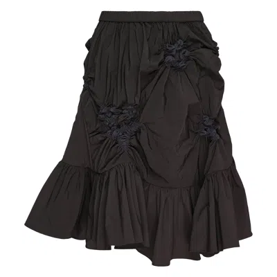 Caroline Hu Black Elastic Ruching Mini Skirt In Brown