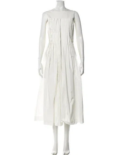 Pre-owned Caroline Hu Crew Neck Midi Length Dress In Neutral