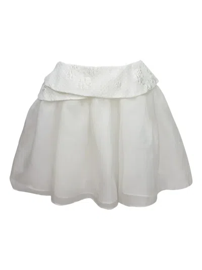 Caroline Hu Embroidered Layered Mini Skirt In White