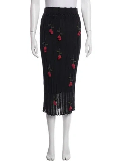 Pre-owned Caroline Hu Floral Print Midi Length Skirt In Blue