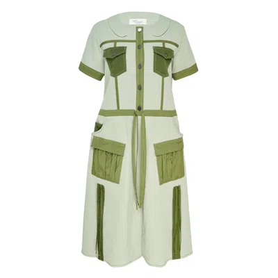 Caroline Hu Green Black Collage Dress